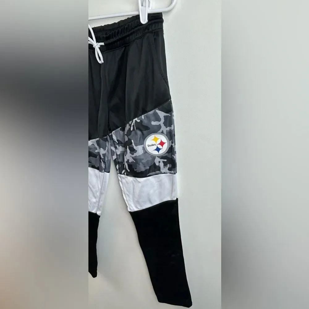 NFL Team Apparel Pittsburgh Steelers Women’s Track Pants Black/White/Camo size S - Picture 4 of 7